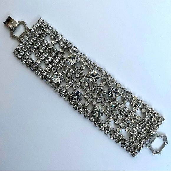 RHINESTONE CRYSTAL WIDE CUFF BRACELET - Picture 5 of 8